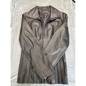 East5th Womens Black Genuine Leather Zip Up Jacket Size Small Nappa Leather Coat